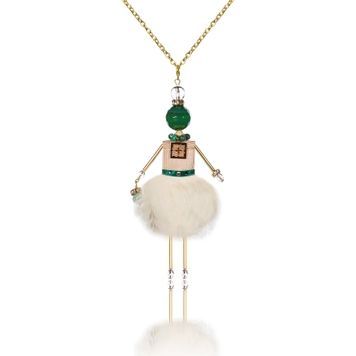 Jewelry doll pendant "Viridian Lady" on a white background