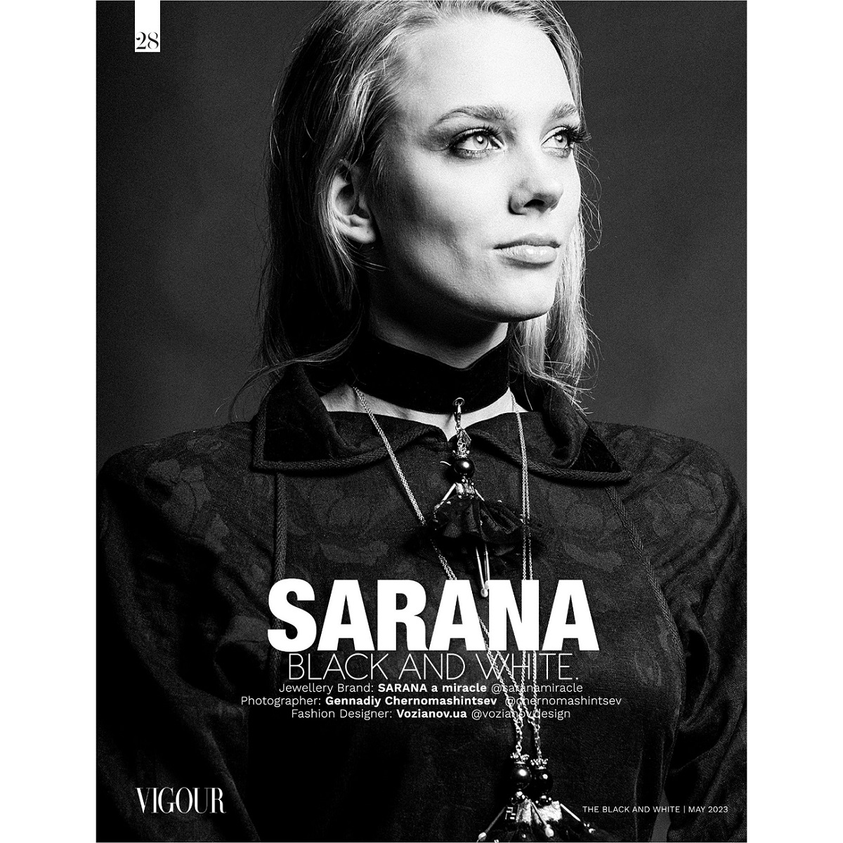 An original gift for a woman — the BLACK&WHITE jewelry collection by SARANA® featured in VIGOUR magazine
