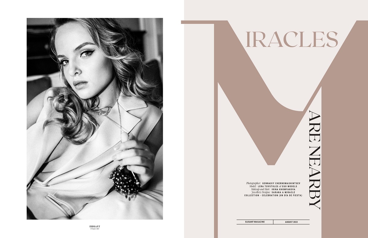 Trendy branded fashion jewelry — unique SARANA® doll pendants featured in the American magazine ELEGANT