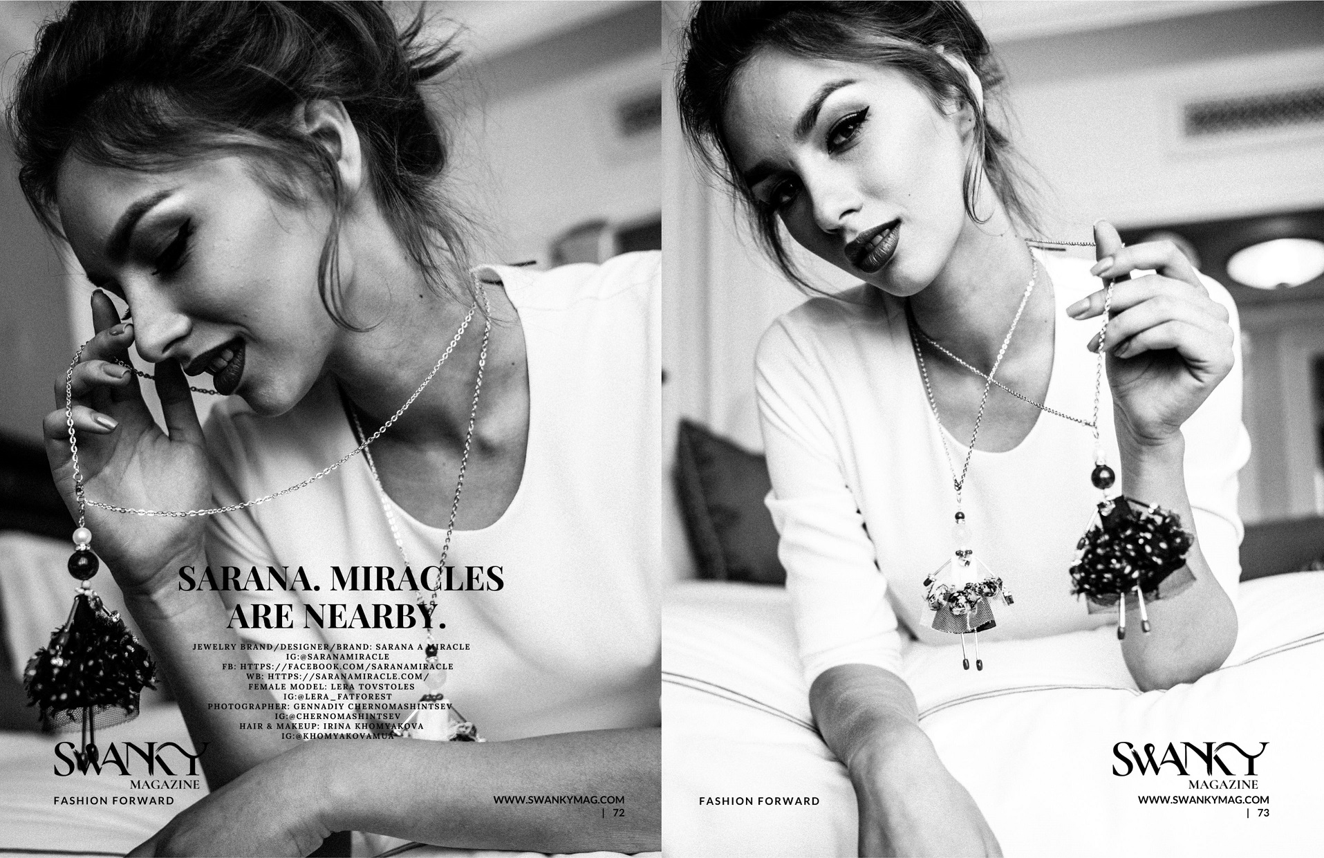 Photos of the SARANA brand in magazine SWANKY