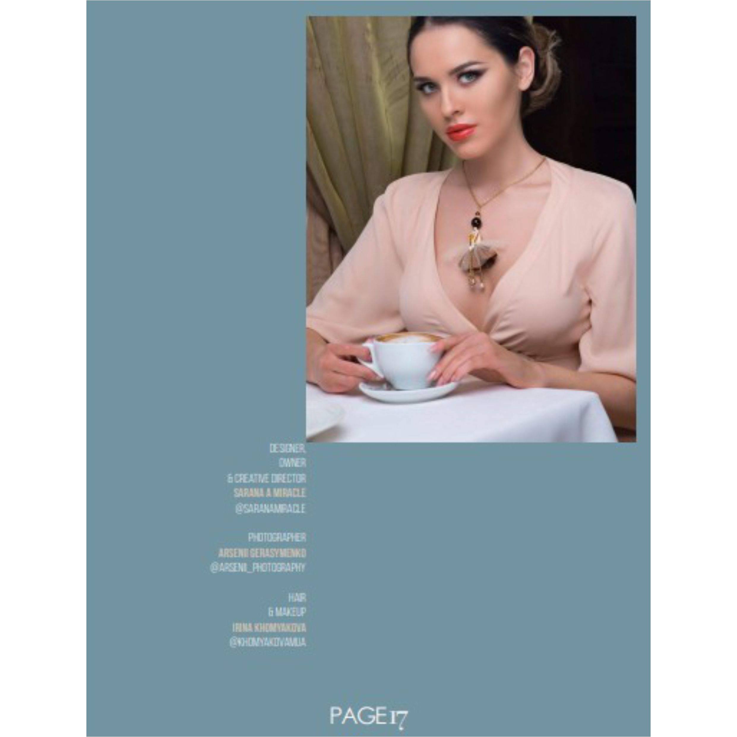 Publicación en la revista Edith Magazine — modelo con muñeca-colgante SARANA® “Devoción”
