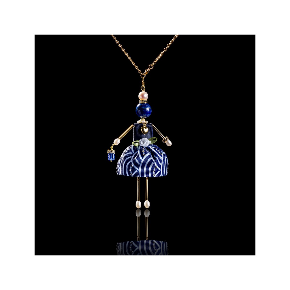 SARANA® unique jewelry doll pendant “Azure Coast” from the Malachite Box collection
